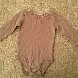 Carter's Brown Onesie Bodysuit with Pink rose Size 6m 100% Cotton